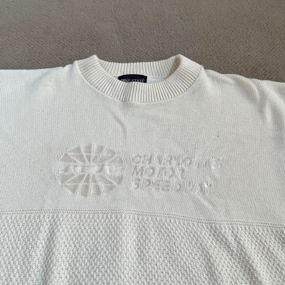 Vintage 1990s Pine State Charlotte Motor Speedway Knit Sweater White XL USA
